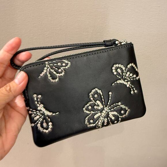 Coach Corner Zip Wristlet With Sparkly Butterfly Print CCJ72‼️choose 1 color‼️ - Picture 8 of 10